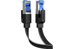 UGREEN Ethernet Cable 5M, Cat 8 Internet Cable Flat High-Speed 40Gbps 2000Mhz Network Cable, Gigabit Braided RJ45 LAN Cable Patch Cord Compatible for PC/Laptop, PS5, Xbox, Modem, Router, Switch, TV