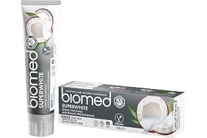 Pasta de dientes blanqueadora 97 % natural Biomed Superwhite, Fortalecedora de esmalte, Sabor a coco, apto para veganos, sin SLES 100 g