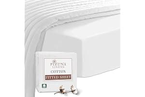 Pizuna 100% Cotton Sheets King Size White, 400 Thread Count Long Staple Cotton King Size Fitted Sheet 160x200 cm, Sateen Weave 40 cm Deep Fitted Sheet 1 PC