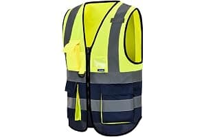 AYKRM Safety Vest Reflective High Visibility Workwear Vest Zipper Safety Work Vest Multi-pockets 21 Colors