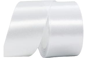 50mm Wide White Ribbon Thick Wedding Car Ribbon 22m, 2 inch Thick White Satin Ribbon for Gift Wrapping Wedding Car Christmas Birthday Cake Hair Bow Florist Bouquet Crafts Decorations