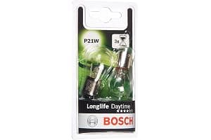 Bosch P21W (382) Longlife Daytime Halogen Headlight Bulbs, 12 V 21 W, Long-lasting - Socket Type BA15s - Pack of 2 Replacement Car Light Bulbs
