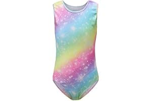 Sinoem Leotardos de gimnasia para niñas, manga larga, sin mangas, color degradado, brillante, para baile, ballet, gimnasia, atletismo, para niñas pequeñas