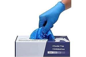 PRAIMA Surgicals Powder Free Nitrile Gloves, Food Grade, Hand Disposable Gloves - 100 Count - Blue (100, Large)