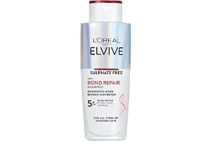 L'Oréal Paris Shampoo For Damaged Hair Repair, Elvive Bond Repair Sulphate-Free With Citric Acid Complex, Restores Original Strength, 90% More Shine And 82% Stronger, Targets Hair Bonds Broken By Heat