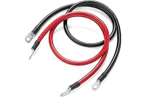 Spartan Power 4 AWG Juego de Cables de la batería - Cable de Calibre Horno (Conjunto pies 1-3/8 ", 3/8 "terminales de Anillo)