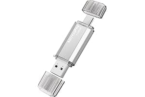 AdrreyuFny Memoria USB 128GB, Tipo C Flash Drive USB 2.0 Pen Drive 128 GB 2 en 1 OTG USB C Pendrive para Smartphones, Tabletas y Otras Dispositivos USB o Tipo C (Plata)