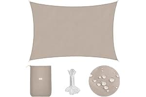 Sekey Toldo Vela de Sombra Impermeable 2x3m Rectangular Protección Rayos UV, Resistente al Desgarro, para Terraza Balcon Patio Exteriores Jardín, con Ojales y Cuerdas de Fijación, Gris Pardo