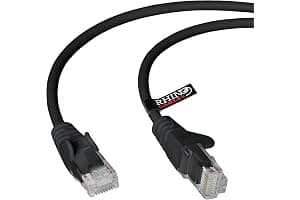 rhinocables CAT5e High-Speed Ethernet Patch Network Cable for LAN — Snagless Cable with RJ45 Connector Lead — Ideal for Internet, Router, Modem, Smart TV, PC & Laptop (5m, Black)