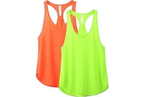 icyzone Camiseta sin Mangas de Fitness para Mujer Racerback Chaleco Deportivo