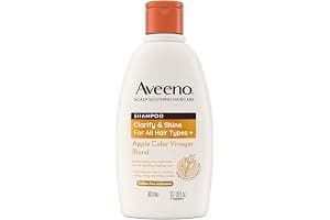 Aveeno Scalp Soothing Haircare Clarify & Shine Shampoo, Apple Cider Vinegar Blend, for All Hair Types, Soothes Dry, Itchy & Flaky Scalp, Clinically Proven, Sulfate Free, 300ml