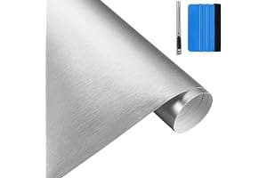 NewL 30 cm x 150 cm de Plata Cepillado de Acero Inoxidable metálico película de Envoltura de Vinilo Mate Cepillado Cromo Coche Hoja de la Etiqueta engomada para Muebles