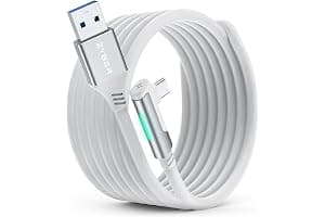 ZYBER Cable de Enlace 5M para Oculus Quest 2 y Pico 4, Quriculares VR para PC de Juegos Meta Quest Pro 2/1, Cable USB 3.0 a USB C de Alta Velocidad para PC VR y Steam VR (Blanco)