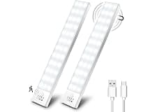 OUILA Luz LED Armario Magnética con Sensor Movimiento Blanco Natural 5000K 36 LEDs 4 Modos Luz LED Adhesiva USB Recargable 1000mAh Luce para Cocina, Armario, Escalera, Pasillo, Garaje-2 Piezas