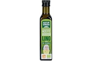 NaturGreen - Aceite Lino Bio, 100% Aceite de Semillas de Lino Ecológico, Rico en Omega-3, Primera Presión, 250 Mililitros, El embalaje puede variar