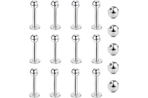 Gojewen 12pcs Lip Studs Labret Bars Stainless Steel 6-12mm Silver Gold Black Helix Tragus Stud Piercing Jewellery