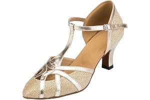 MGM-Joymod T-Starp - Zapatos de baile latino sintéticos con purpurina para mujer, para bodas, bailes de baile latino