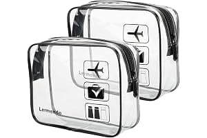 Lermende Clear Toiletry Bag TSA Approved Travel Carry On Airport Airline Compliant Bag Quart Sized 3-1-1 Kit Luggage Pouch.