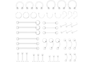 MixPiercing 48Pz Retenedores de Piercing Transparente Nariz Plástico Lengua Pezón Arete Labio Labret Aros De Ceja Cartílago Pulpa Trago Retenedor De Oreja Cirugía Para Quirofano Trabajo