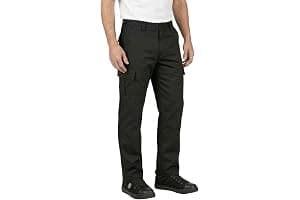Lee Cooper Men's Cargo Trousers with Multi Pocket Easy Care Safety Workwear Pants Durable Heavy-Duty Work Trouser Regular Fit Button & Zip Closure Pant for Men Casual Wear (Black, 36W / 33L)