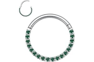hengkaixuan CZ Opal Septum Jewellery Daith Ring Conch Hoop Seamless Clicker Ring Surgical Steel Rook Tragus Conch Piercing Jewellery Small Hoop Earring Nose Hoop Ring