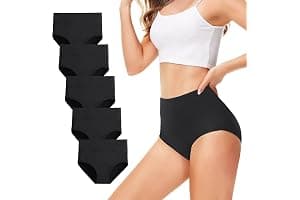 TUUHAW Underwear Women High Waisted Knickers for Women 5 Pack Ladies Full Briefs Soft Cotton Pants No Itchy Labels