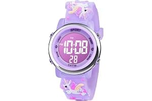 Vicloon Reloj Digital para Niños Niña, Luz Intermitente LED de 7 Colores Reloj de Pulsera Niña Multifunción, Reloj Unicornio Niña, Relojes Niñas Niños Digital para Niños de 3 a 12 años