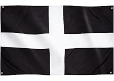 Runesol Cornwall Flag - 91x152cm, 3ft x 5ft, Cornish Flag, 4 Grommets, Eyelet in Every Corner, Premium Quality, Inside & Outside Use, Vivid Colours