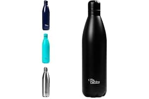 Botella Agua Acero Inoxidable 1 Litro-Otto Koning- Botella Térmica con Doble Aislamiento al vacío para 12 Horas de Bebida Caliente y 24 Horas de Bebida Fría. Termo a Prueba de Fugas sin BPA
