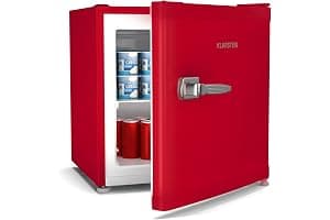 Klarstein Irene Retro Mini Freezer, 31L Fridge/Freezer, Adjustable Temp -24°C to 10°C, Energy Class C, Quiet 38 dB, Compact Table Top Design, Red, Ideal for Bedrooms & Small Spaces