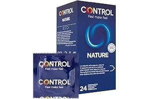 Control Preservativos Nature. Caja Pack Ahorro 24 Condones para un Placer Natural, Lubricados, Sexo Seguro, Ajuste Perfecto