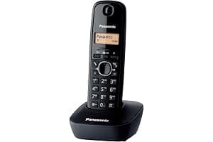 Panasonic KX-TG1611SPH - Teléfono Fijo Inalámbrico DECT, LCD, Identificador de Llamadas, Agenda de 50 Números, Tecla de Navegación, Alarma, Reloj, color Negro