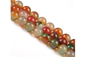 10mm Natural Peacock Agate Beads Round Semi Precious Gemstone Loose Beads for Jewelry Making (38-40pcs/strand)