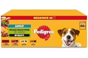 Pedigree Adult Dog Wet Food Pouch Mixed Selection in Gravy, 40x100g