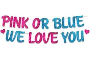 Gender Reveal Party Baby Shower Decorations - Pink or Blue We Love You Gender Reveal Banners - Pregnancy Announcement