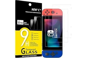 NEW'C 3 Pack Designed for Nintendo Switch Screen Protector Tempered Glass, Case Friendly Scratch Resistant,Bubble-Free, Ultra Resistant