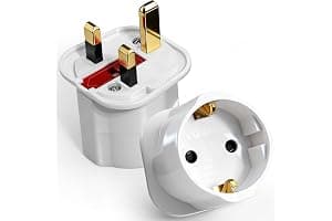 VGUARD European to UK Plug Adaptor, BS8546 Certified Travel Adapter 2-Pin to 3-Pin, EU Schuko to UK Plug with 13A Fuse for Europe French Spanish German Turkish to UK Socket, 1 Pack - White