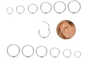 YADOCA 12 Pcs Acero Quirúrgico Piercings Nariz Septum Piercing 16G Segmento Anillo Cuerpo Piercing Nariz Aro Labio Anillos Cartílago Concha Helix Pendientes para Mujeres Hombres 6-16mm