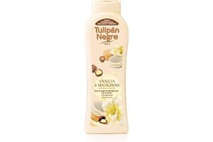 Tulipán Negro - Gel de Baño Vainilla y Macadamia, Nutritivo e Hidratante con Extracto de Vainilla y Aceite Hidrosoluble de Macadamia, Gel de Ducha con Fragancia Dulce y Cremosa, 650 ml