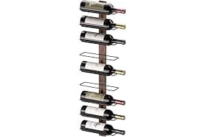 B4Life Estante De Vino Montado En La Pared,botellero Pared,botellero Vertical,Botella Vino Pared,estantería De Vino, Botella Vino Paredpara 9 Botellas, Soporte De Madera para Cocina, Comedor, Bar