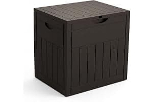 VOUNOT® Arcón Exterior Capacidad 126L PP Baúl Almacenaje Exterior con Tapa Bloqueable Asas Impermeable Caja de Almacenamiento Patio 56x43x53 cm Efecto de Madera para Ordenación Jardín y Terraza Marrón
