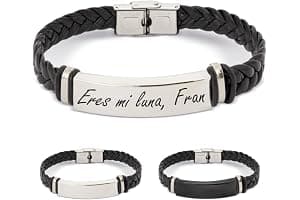 ibera gifts - Pulsera personalizada de acero inoxidable - Regalo Grabado para Hombre Mujer Parejas Amigos - Acabado profesional