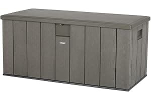 LIFETIME Plastic Wood Grain Textured Storage Box Desert Sand/Grey, 151x72x69 cm