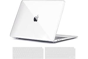 TECOOL Case compatible with MacBook Air M1 & MacBook Air 13 inch Retina 2020 2019 2018 (A2337 A2179 A1932), Plastic Snap On Hard Shell Cover & UK EU Keyboard Protector, Crystal Clear (Glossy)
