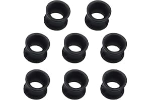 KLINNA Juego de 4 pares de dilatadores de oreja de silicona, color negro, doble acampanado, 8 mm, 10 mm, 12 mm, juego de dilatación extra suave y ligero, cómodo juego de dilatación