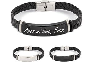 ibera gifts - Pulsera personalizada de acero inoxidable - Regalo Grabado para Hombre Mujer Parejas Amigos - Acabado profesional
