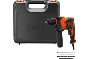 BLACK+DECKER 710W Taladro percutor con cable de alto rendimiento, 0-2800 RPM, con 4 brocas y caja de kits, BEH710K-QS
