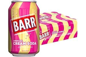 BARR 24 Pack American Cream Soda, Zero No Sugar Sparkling Soft Drink with a Creamy Taste of American Cream Soda Fizzy Pop, 24 x 330ml Cans