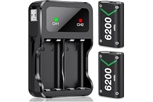 HEYLICOOL Rechargeable Battery Pack for Xbox One/Series X|S,2x6200mWh Xbox Controller Battery Pack for Series X|S/S/X/Elite Controller-Q08