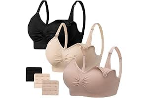 HBselect Sujetador de Lactancia de Maternidad de 2 Piezas Sujetador de Lactancia Sin Costuras con Extensiones de Sujetador Adicionales Lactancia Y SueñO Sin Aros para Mujeres